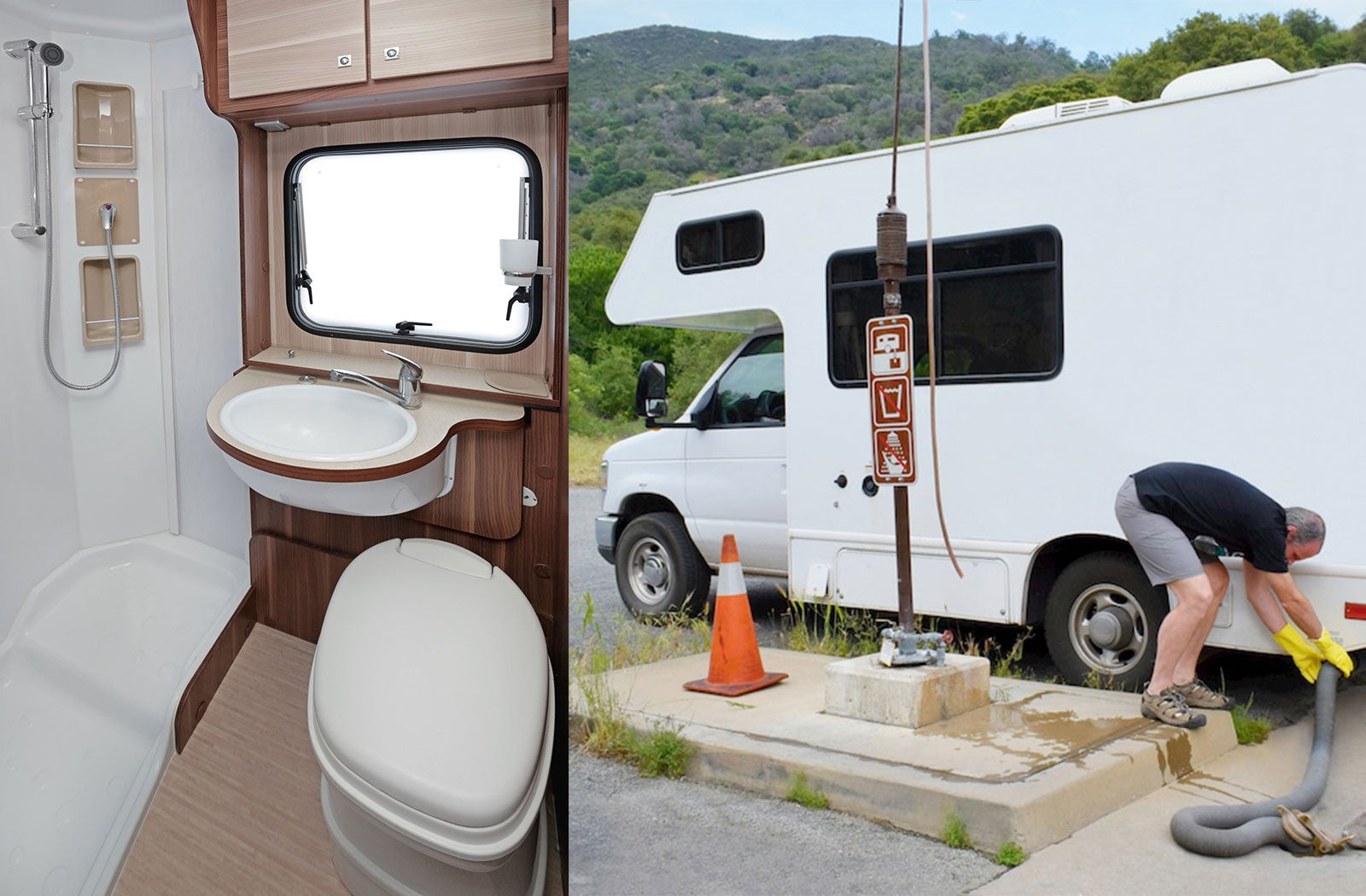 Portable RV/camper toilet and holding tank setup in Castro Valley, California