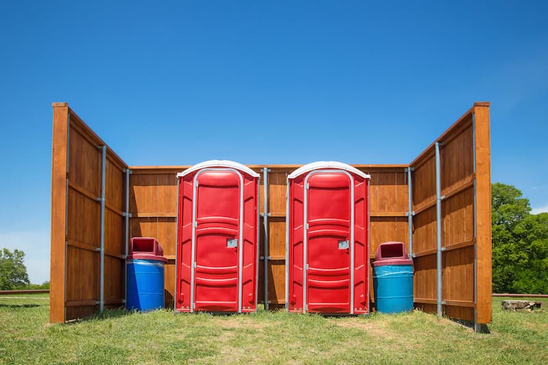 Short-term porta potty units staged for delivery in Castro Valley, California